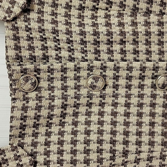 New with tags Cider xsmall brown cream herringbone polyester jumper - Picture 2 of 5